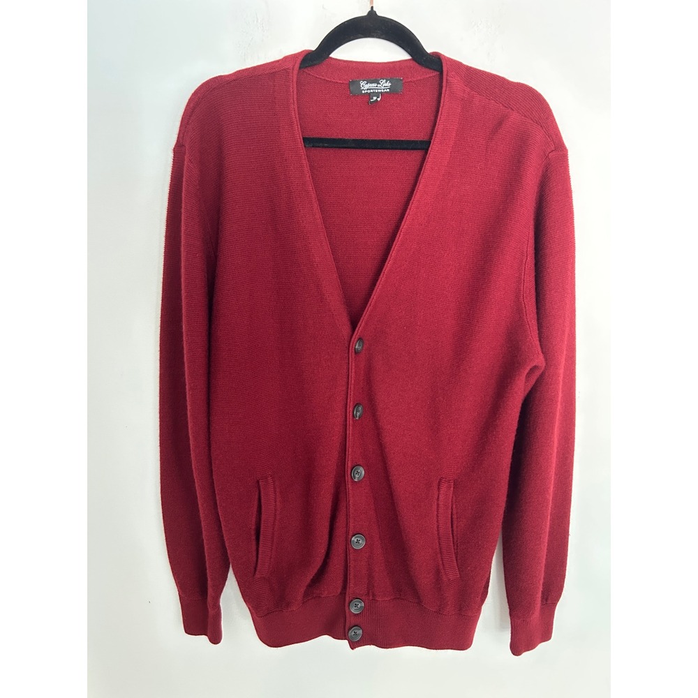 Grandpa's Sweater Sportswear Red V-Neck Button Front Cardigan Size M